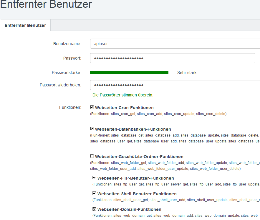 Anlegen einer API-Benutzers unter ISPConfig