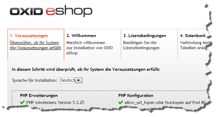 Installationsassistent im Browser aufrufen