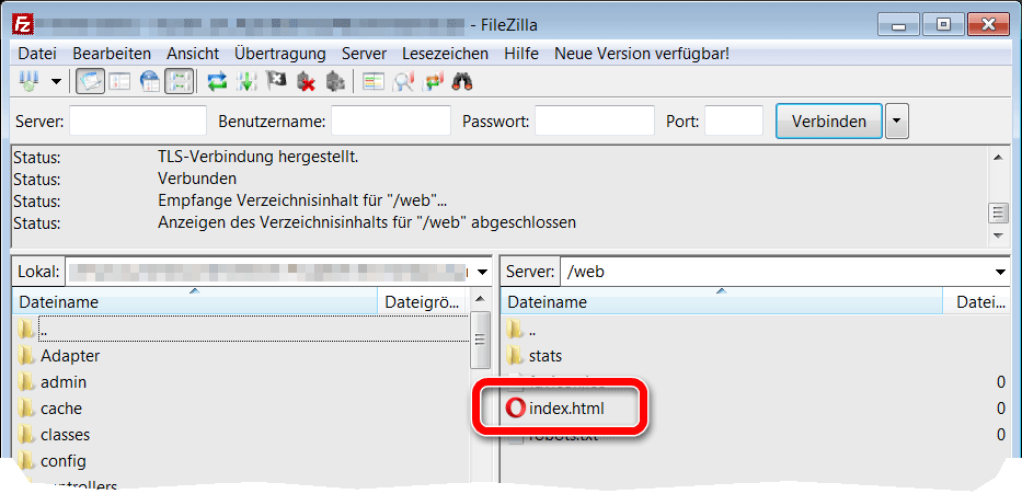 Installationsverzeichnis prestashop hochladen