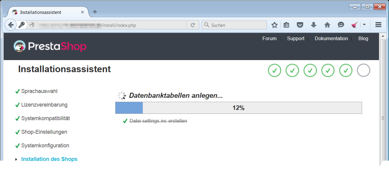 Prestashop Installationsassistent